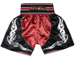 Boxing Trunks, Boxing Shorts : KNBSH-202-Red-Black